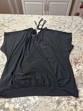 Express Black V-Neck Tie-Back Dolman Top